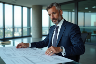 Architecte homme en costume bleu dans un bureau moderne
