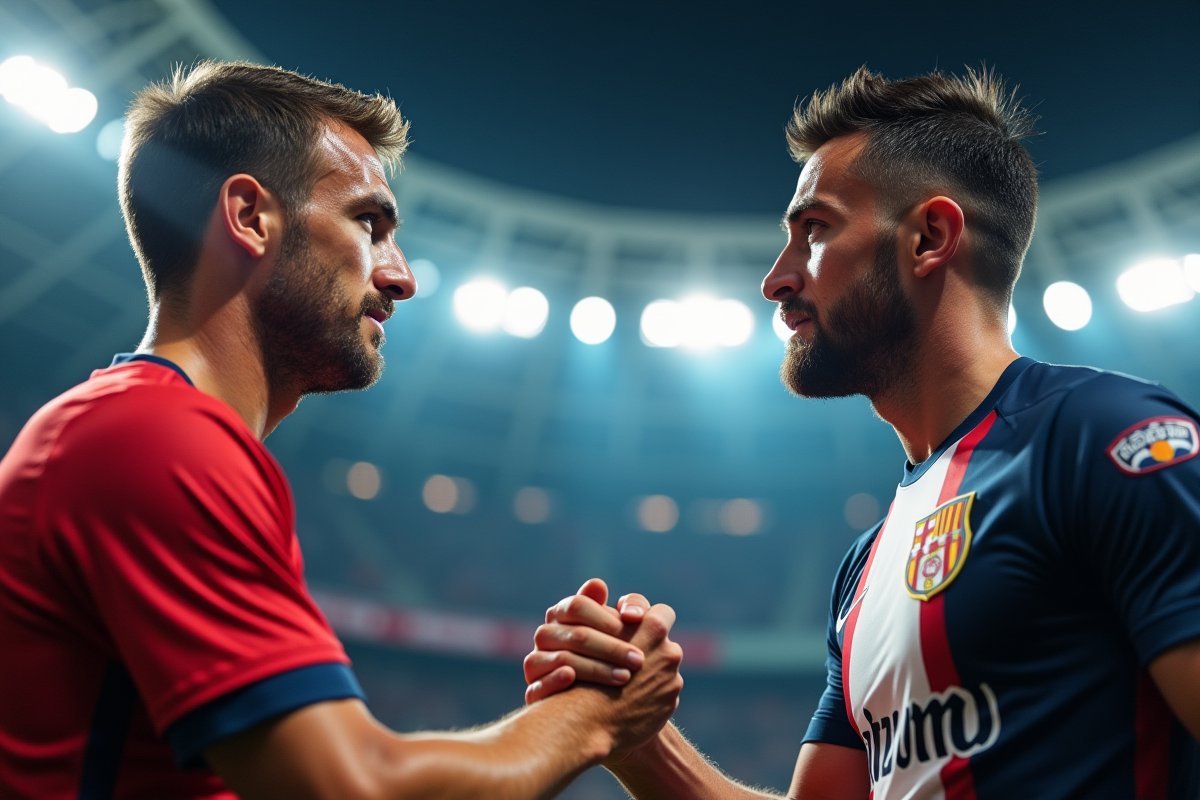 Capitaines d OM et RC Lens se serrant la main avant match