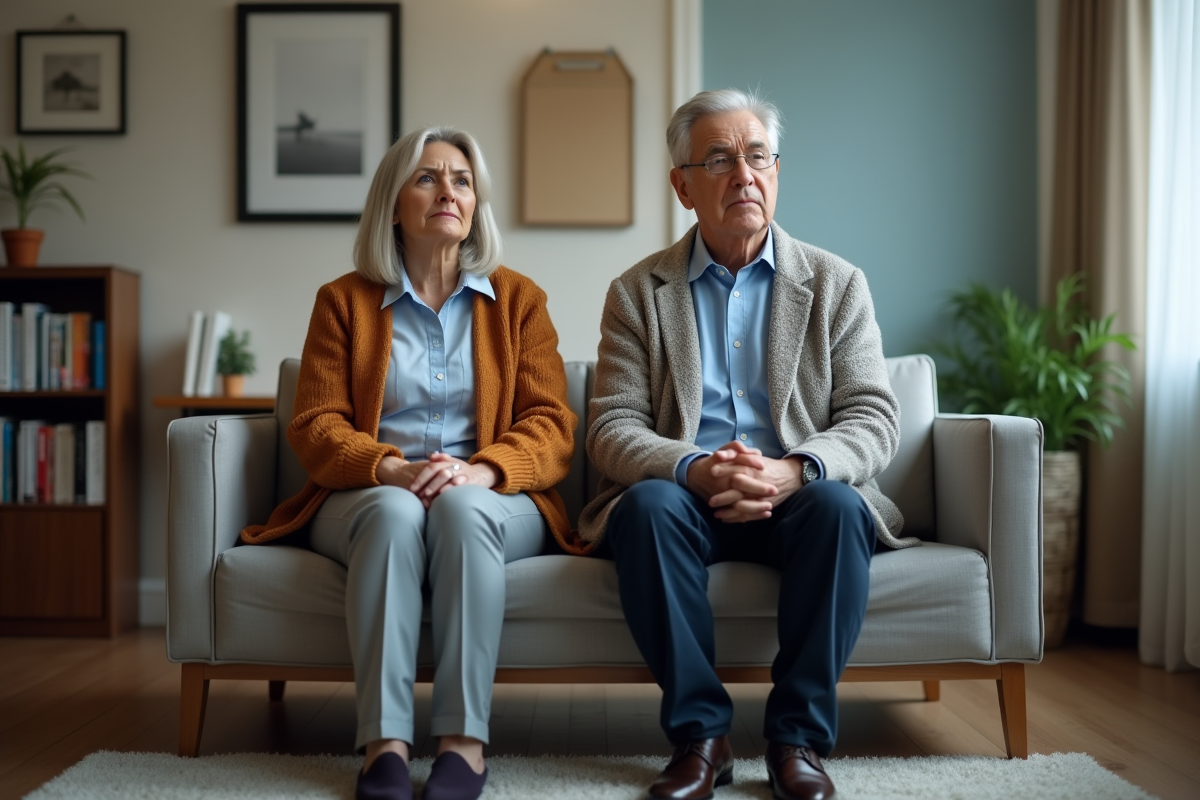 Couple inquiet dans la salle d