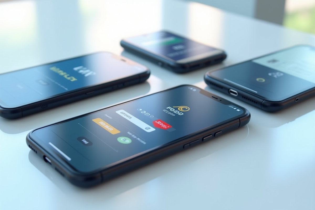 Plusieurs écrans de smartphone avec interfaces VPN et prix affichés