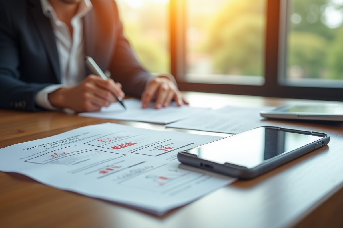 Document imprimé tablette et smartphone montrant la gestion de PDF