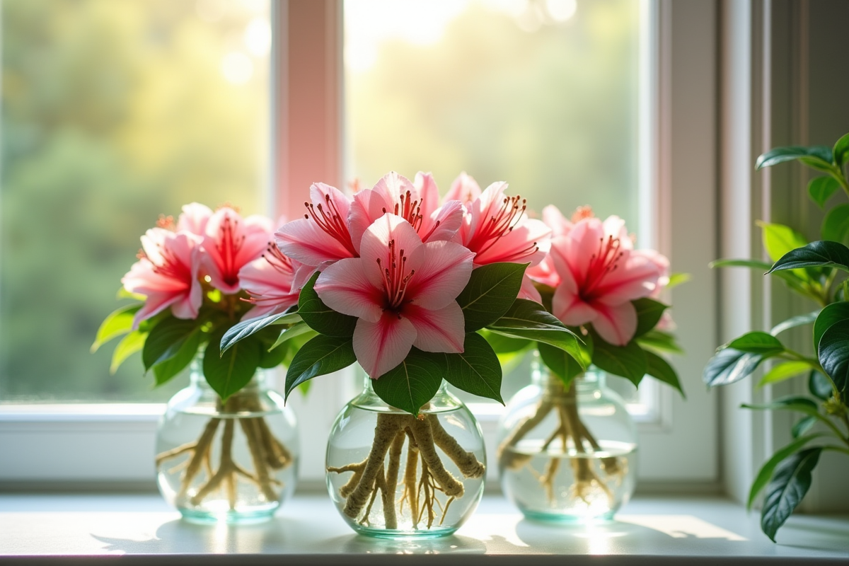Rhododendrons dans un bol d