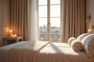 Suite spa luxueuse dans un hôtel parisien en journée